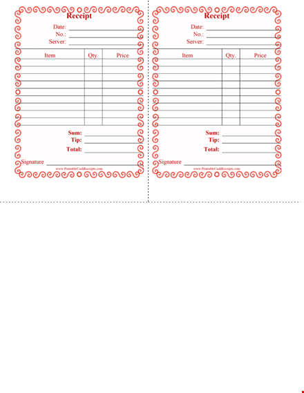 restaurant receipt template