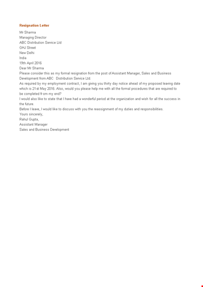 formal resignation letter template template
