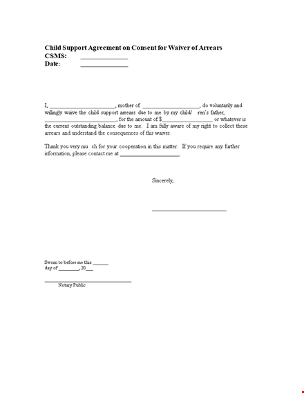 child support agreement template