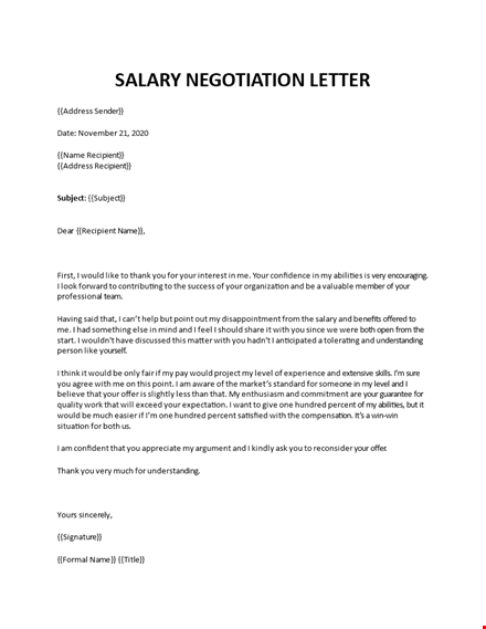 salary negotiation letter template