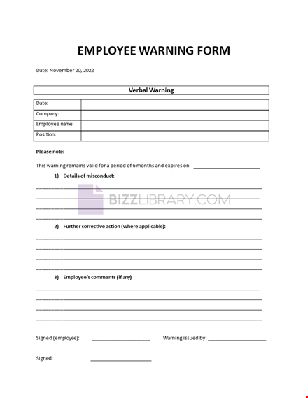 employee warning form template