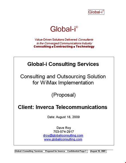 consulting proposal template for global services, development, and implementation template
