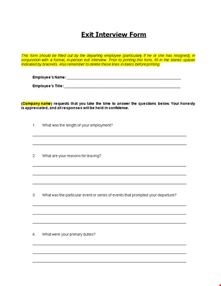 effective exit interview template | maximize feedback from former employees template