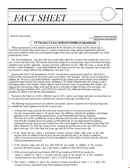 create an effective fact sheet template to increase vacancy and lease - for owner template