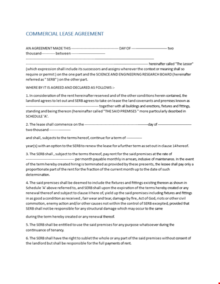 commercial lease agreement template - create & customize your lease agreement for shall & premises template