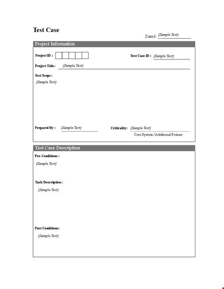 test case template - create effective testing project template