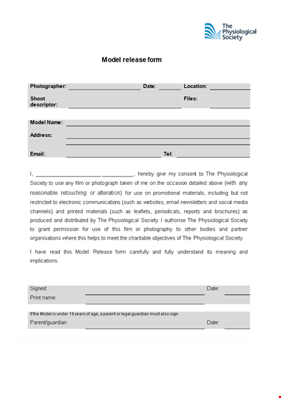 sign a model release form to protect your photos and models template