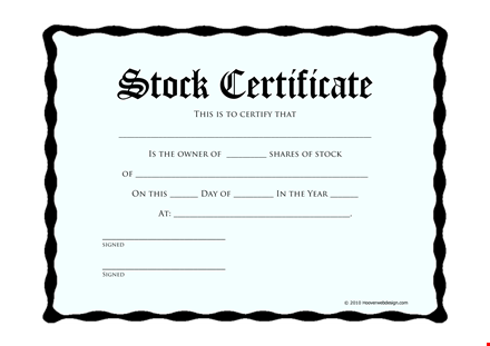 customizable stock certificate template - certify your stock ownership signed and sealed template