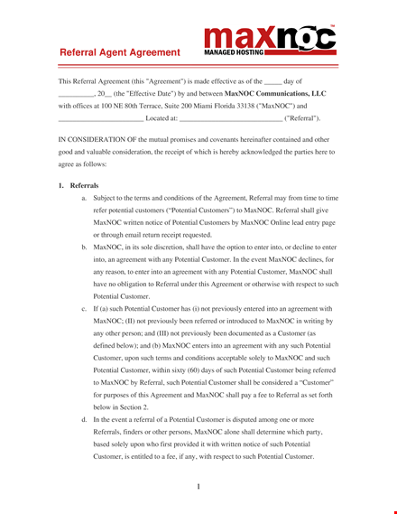 referral agent agreement template template