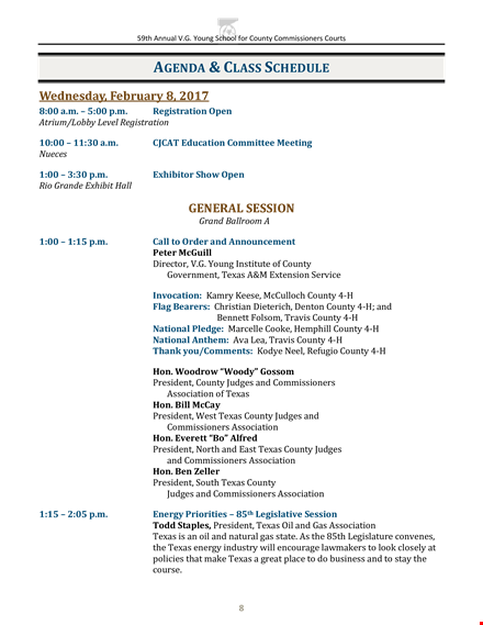 class agenda schedule template template