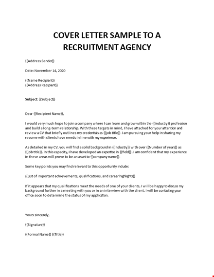 recruiter cover letter template