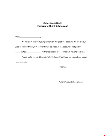 effective collection letter template for past due account payment template