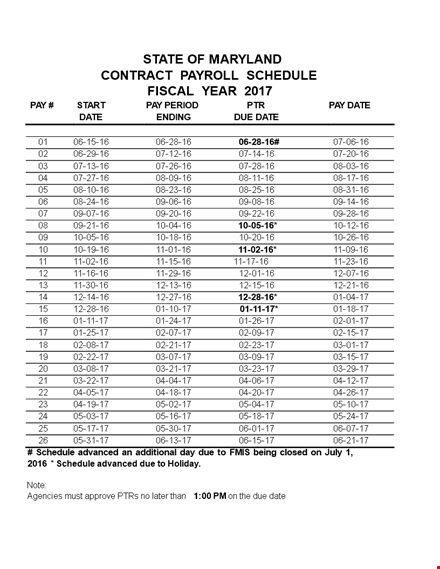 payroll schedule template
