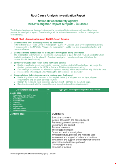 effective root cause analysis template for incident investigation and reporting template