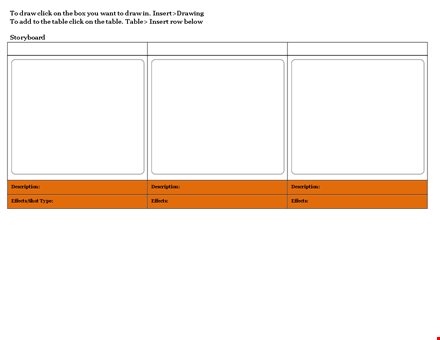 create stunning story boards with descriptive tables and effects – document templates template