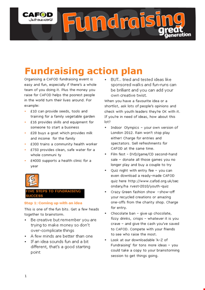 fundraising action - engage people in your fundraising event | cafod template