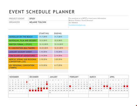 event schedule planner template