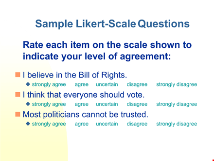 sample likert scale questions template