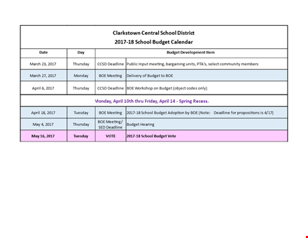 school budget template