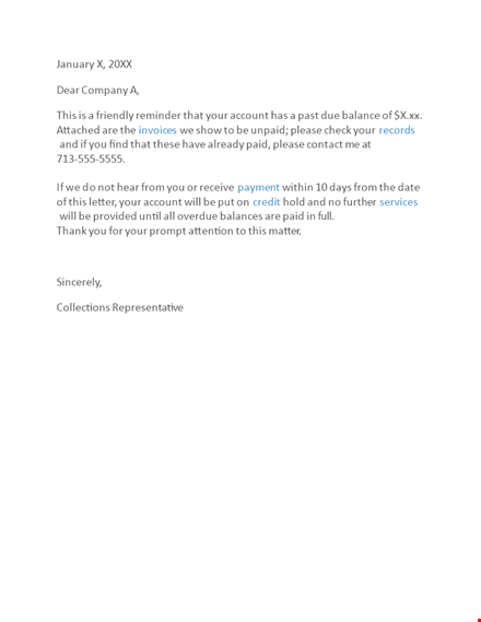 effective collection letter template for overdue accounts - please take action template