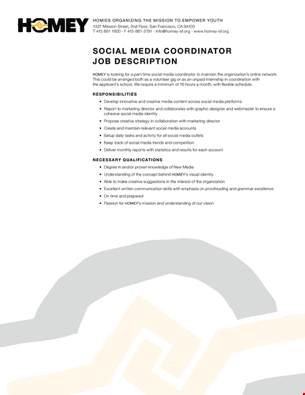 social media coordinator job description template