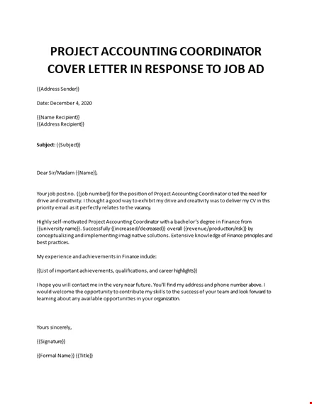 Administrative Coordinator Cover Letter