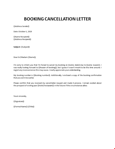Hotel Booking Cancellation Letter