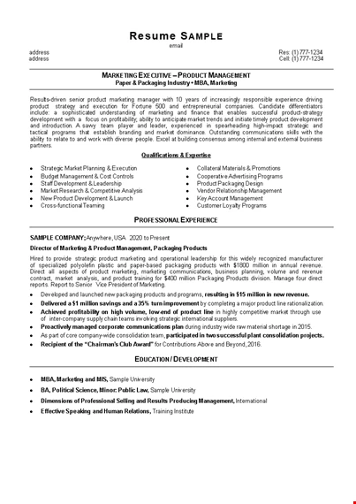 Mba Resume Format