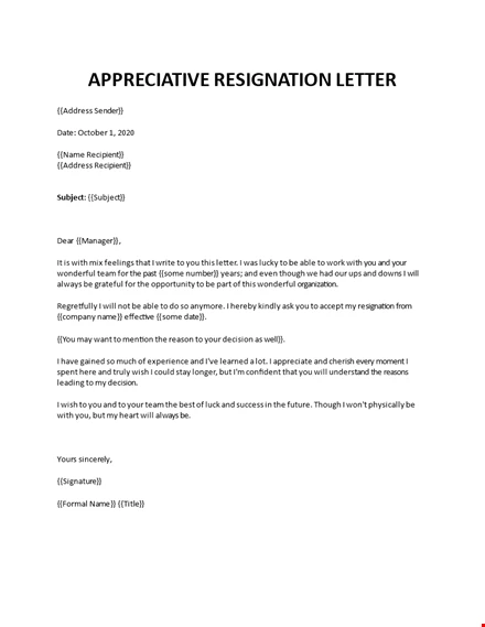 Appreciative Resignation Letter
