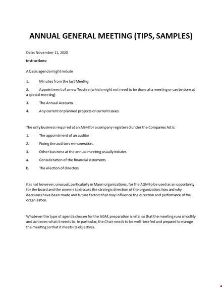 Agm Minutes Template